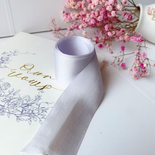20mm-36mm so lighter purple 100% pure silk embroidery ribbon wedding ribbon thin taffeta high quality silk ribbon Handcraft
