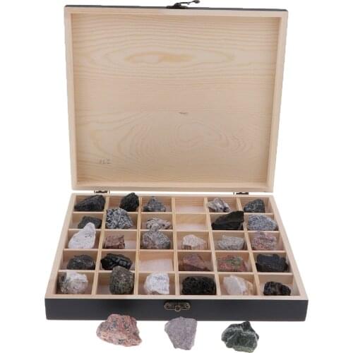 30pcs/Set Rocks and Minerals Collection - Igneous Rock Specimens Geology Earth Science Toy School Teaching Aids Tool