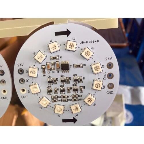 85mm diameter DC24V WS2811 addressable pixel PCBA,12pcs 5050 SMD RGB LED;2.88W
