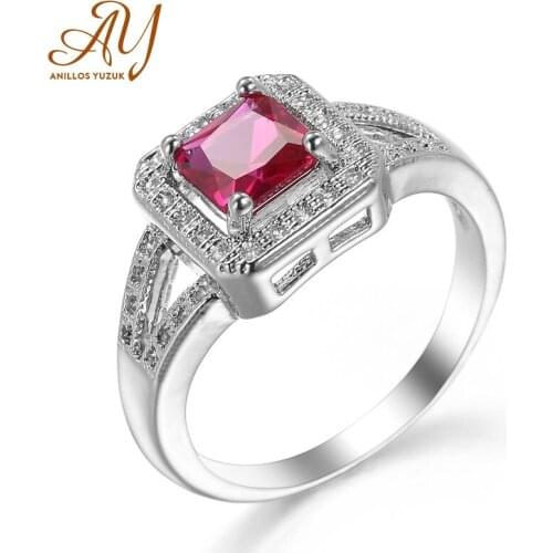 Anillos Yuzuk Brands Red Zircon Female Finger Rings Romantic 925 Sterling Silver Women Wedding Engagement Ring Fine Jewelry