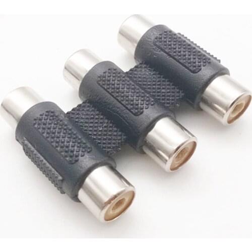 100pcs/lot Audio Converter 3 RCA 3RCA female to female Coupler Port Adapter Plug for Audio Kyeboard Conversion