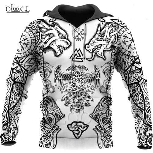 CLOOCL Beautiful Vikings Tattoo 3D Print Hoodie Harajuku Fashion Men Autumn Hot Selling Sweatshirt Unisex Casual Zipper Coat