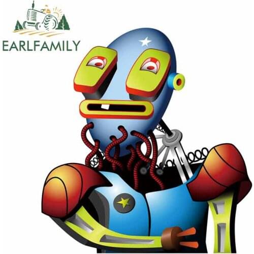 EARLFAMILY 13cm x 12.4cm for Robot Needs Recharging Motorcycle Car Bumper Window Stickers Waterproof Scratch-proof DIY Decal