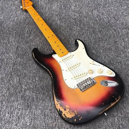 2020 custom made old electric guitar, hand carved old retro made old electric guitar, retro neck, postage