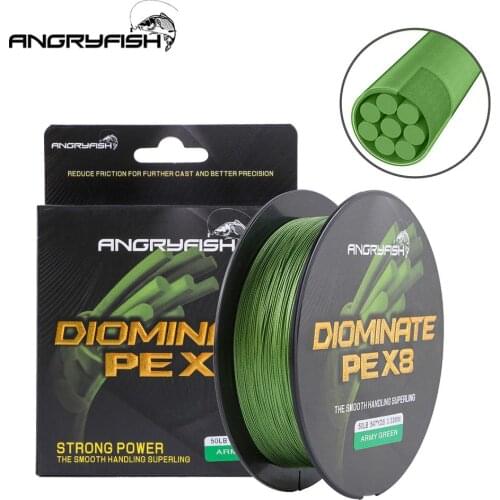 HobbyLane ANGRYFISH Diominate PE X8 Fishing Line 500M/547YDS 8 Strands Braided Fishing Line Multifilament Line Army Green