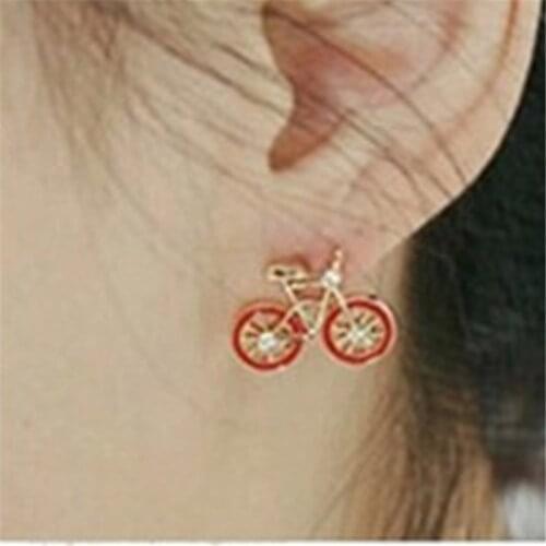 Korean fashion jewelry cute sweet mini bike unique creative reality earrings wholesale women