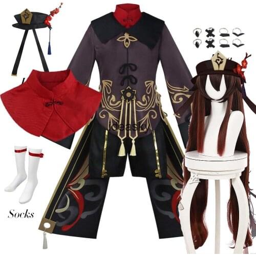 Game Anime Genshin Impact Hutao Hu Tao Cosplay Costume Chinese Style Uniform Wig Cosplay Halloween Costumes For Women girls