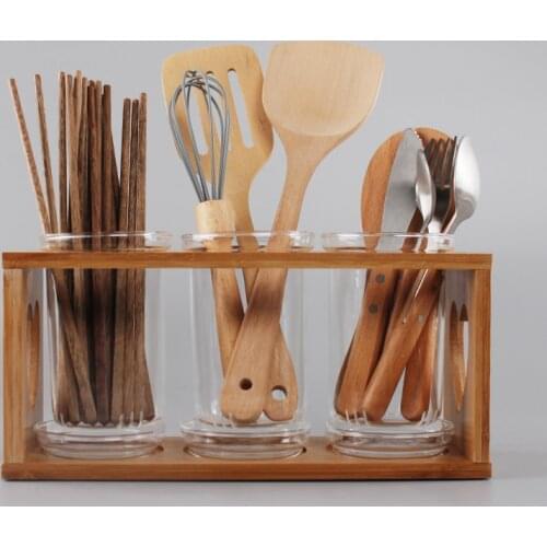 Creative High Borosilicate Glass Chopstick Holder Household Anti-mold Chopstick Cage Drain Chopsticks Spoon Knife Holder Kitchen