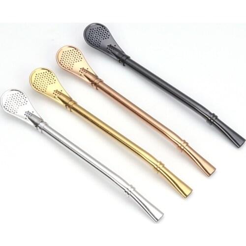 Stainless Steel Drinking Straw Spoon Drink Tea Beer Straw with Filter Gourd Reusable Cocktail Coffee Stirring Tea Bar Tools