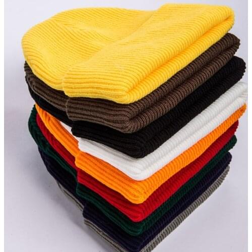 MYZOPER Knitting Solid Color Unisex Beanie Keep Warm Crimping Fashion New Hip Hop Stripe Winter Hat Skullies Beanies
