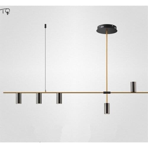 Nordic Minimalist Luxury Long Strip Pendant Lights Modern Gold Lustre Suspension Luminaire Dining Table Bar Studio Study Office