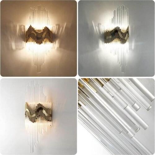 Postmodern designer-like luxury atmosphere TV background wall panel wall lamp bedroom bedside crystal wall lamp led lighting