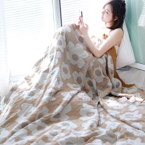Five-layer Soft Air-conditioning Sofa Bedding Blanket Lazy Comfortable Nap Blanket Summer Thin Printing Washed Gauze Blanket