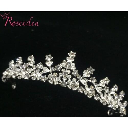 Romantic Floral Wedding Bridal Crown Tiaras Fashion Rhinestone Diadem for Women Wedding Hair Accessories Jewelry RE3053
