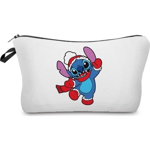 Lilo & Stitch Christmas Printed Makeup Bag Disney Cute Cartoon Cosmetic Bag Mini Candy Storage Bag Coin Purse Girl Womens Gift