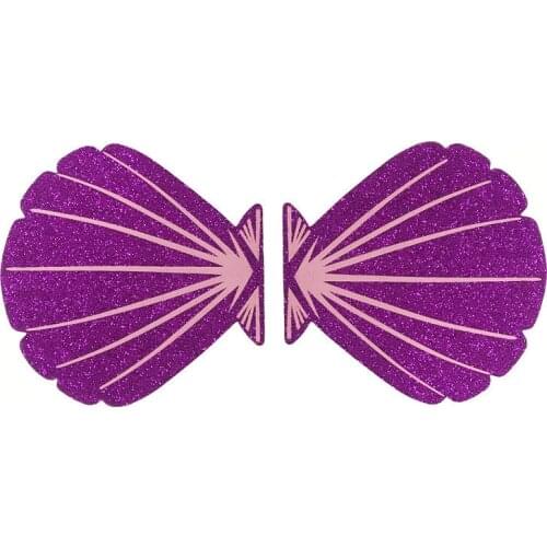 Sexy Women 10 Pairs (20Pcs) Nipple Cover Purple Glitter Shell Shape Disposable Self-Adhesive Stickers Breast Petals Bra Pastie