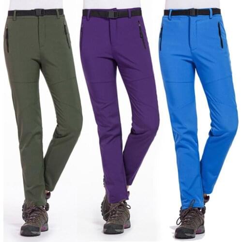 Plus size Women Autumn Winter Quick Dry Pants Trekking Mountain Climbing Thick Warm Long Trousers Women