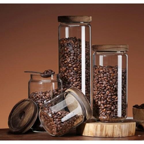 Glass Storage Jar with Lid Table Decoration Hotel Storage Service Kitchen Storage Supplies Coffee Jar Spice Storage Jar