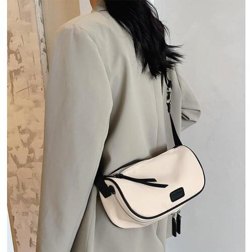 Shoulder Bag Crossbody Bags Women Handbag Purse Fashion Women Bag Chain Zipper All-match 2021 Oxford Cloth Contrast Color Saddle