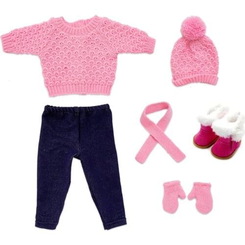 Doll Clothes Knitting Outfits Set for 17'' New Born Baby Doll Girl Dolls Accs