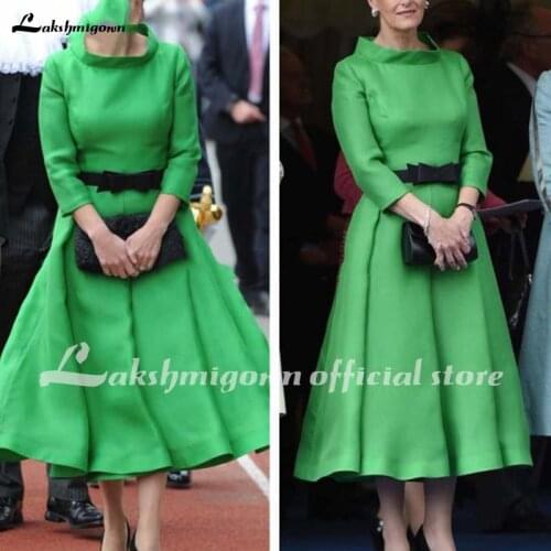 Vintage Mother of the Bride Dresses Plus Size Black Bow Green Satin Elegant Formal Dress Party Guest Wear