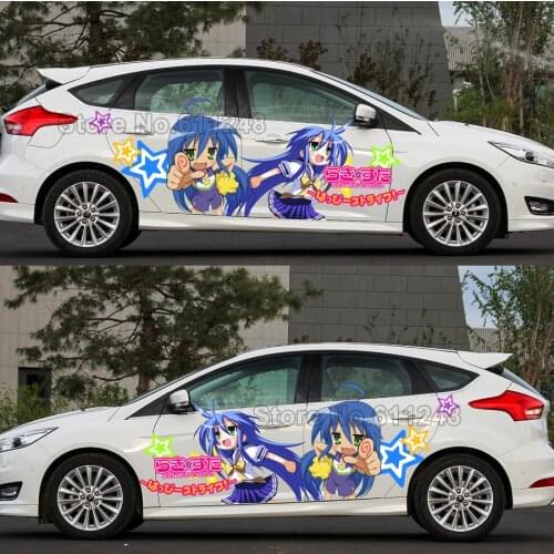 Japanese Anime Car Sticker Lucky Star Character Izumi Konata Graffiti Decals Protective Film For Ford VW BMW Audi Mazda Toyota