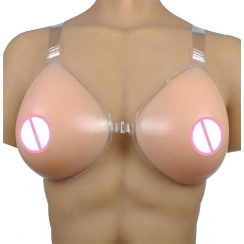 Women 1200g/Pair Realistic Silicone Breast Forms With Shoulder Straps Crossdresser Color Beige Fake Boobs Drag Queen Mastectomy