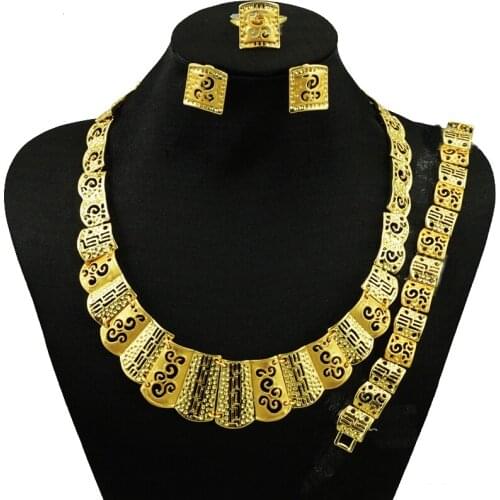 Fashion women necklace gold jewelry sets high quality african big wedding jewelry sets wedding jewelry sets