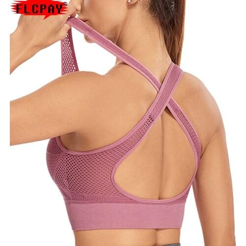 Womens Cross Beauty Back Sports Running Yoga Bra High Impact Female Seamless Fitness Underwear Sport Top Bras