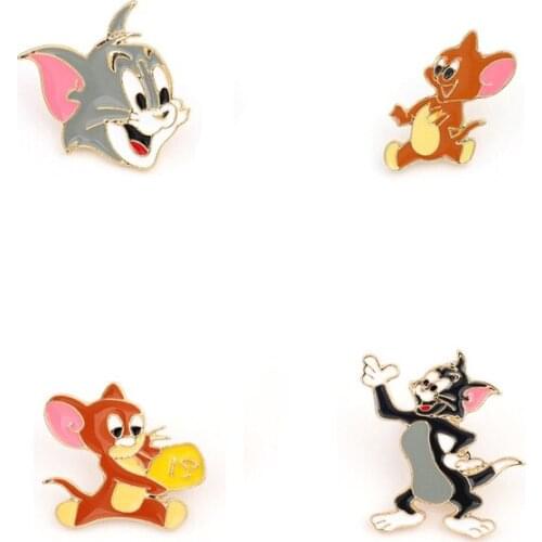 Cartoon cat and mouse Pins and Brooches for Women Men Lapel Pin Backpack Bags Hat Badge