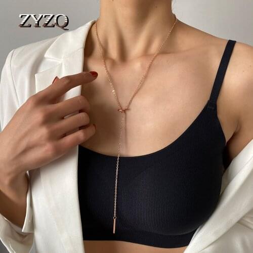 ZYZQ Cute Hollow Knot Pendant Necklace For Women Gold Color Copper Bow-knot Choker Necklace Fashion Femme Jewelry