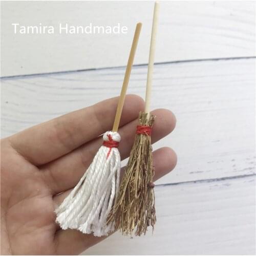 1:12 miniature Mop Broom great gift for Kid Sliver colour Pretended Play Magic tooth fairy cleaning set