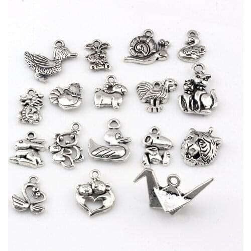 102Pcs Tibetan Silver Alloy Animal Charms Pendants For Jewelry Making Bracelet Necklace DIY Accessories A-681