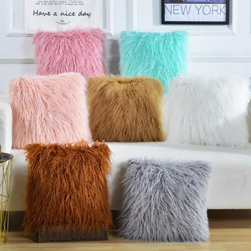 2020 Fashion Winter Warm Pillowcases Super Soft Plush Faux Fur Throw Car Sofa Home Decor Cushion Cover Home Bed Sofa Decoration