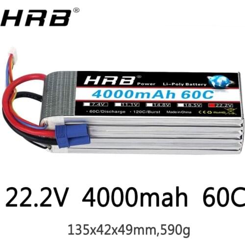 HRB 22.2V 4000mah Lipo 6S Battery XT60 Deans T XT90 EC5 TRX For MultiCopter Quadcopter Racing Airplane Buggy Cars Truck RC Parts