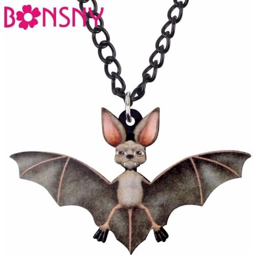 Bonsny Acrylic Halloween Anime Bat Pendant Chain Choker Cool Festival Jewelry Necklace For Women Teens Kids Gift Accessories