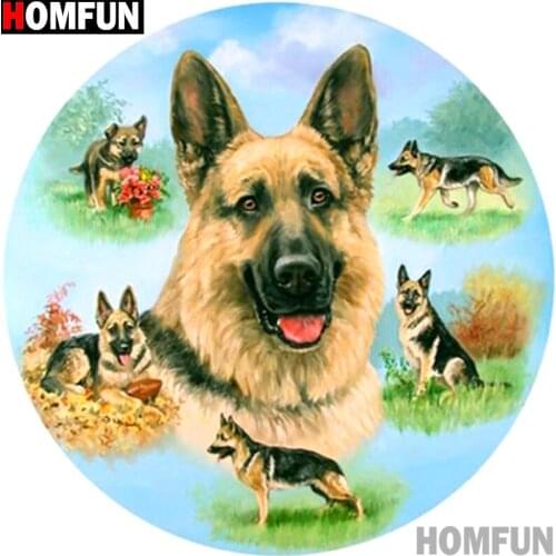 HOMFUN Full Square/Round Drill 5D DIY Diamond Painting "Animal dog" 3D Embroidery Cross Stitch 5D Home Decor A14469