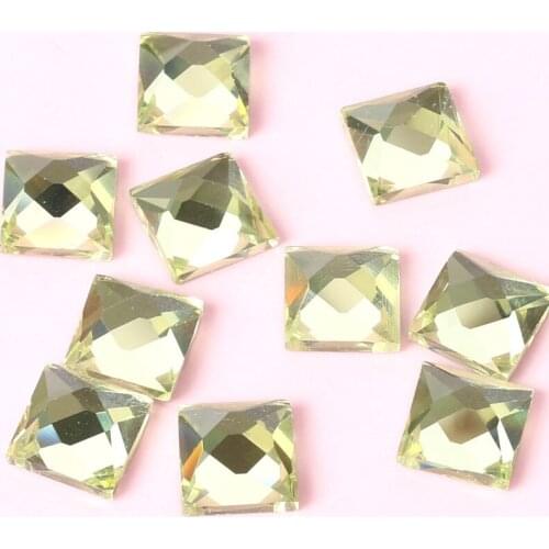 Pale yellow square flat back glass crystal rhinestones DIY Watch and headpiece 100pcs/pack Super shining jewelry accessories