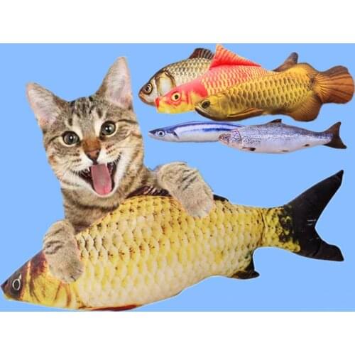 Pet Cats Artificial Plush Fish Shaped Catnip Dental Teeth Care Clean Chewing cat toys interactive training