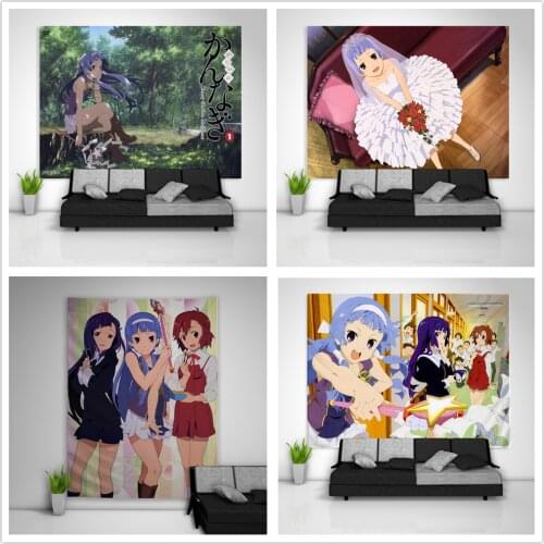Kannagi Crazy Shrine Maidens Nagi Zange Aoba Tapestry Art Wall Hanging Sofa Table Bed Cover Home Decor Dorm Gift