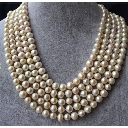 Unique Pearls jewellery Store 100 inches Long Pearl Necklace 8-9mm Round Genuine Freshwater Pearl Necklace