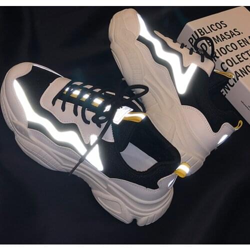 Reflective sneakers ladies fashion vulcanized shoes women thick-soled sneakers ladies sneakers women dad shoes