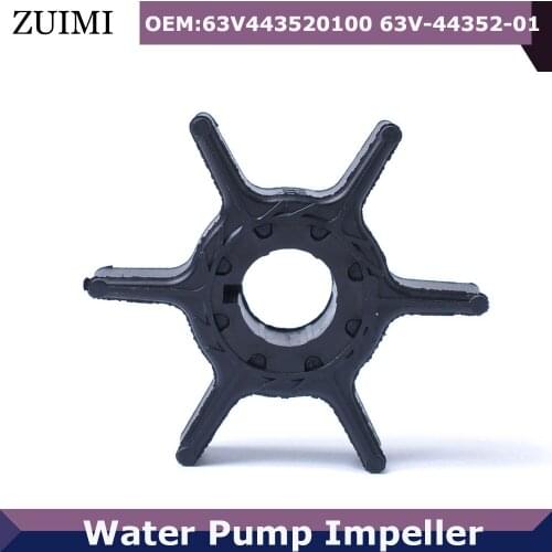 Water Pump Impeller 63V-44352-01 For Yamaha 8HP 9.9HP 15HP 20HP Outboard Motor Black Rubber 6 Blades Boat Parts & Accessories
