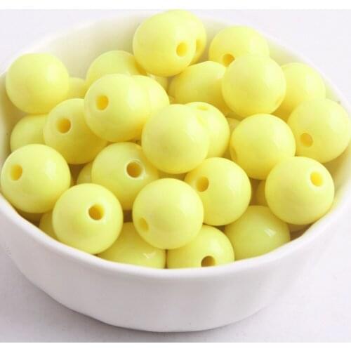 Kwoi vita Wholesales bright yellow Color Chunky 20MM 100pcs Acrylic Solid Bubble Gumball Beads for Kids Necklace Making