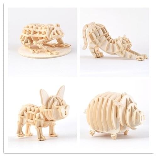 Hot DIY Animals 3D Paper Puzzle Toys Assembly Model Wood Craft Kits Educational for Children Kids Gift Desk Home Decoration