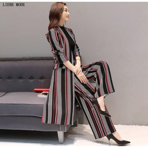 LIEBE MODE Women's Trouser Suits With Stripes