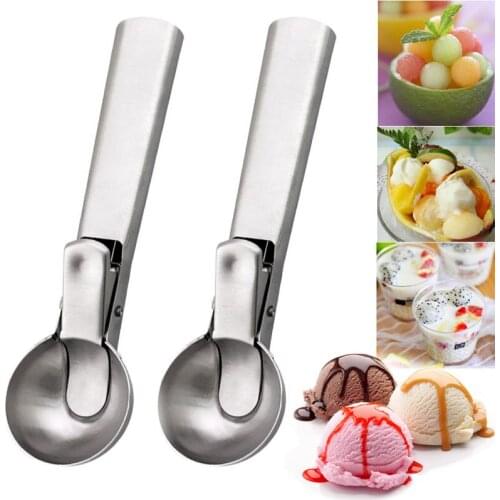 Ice Cream Scoop Stainless Steel Ice Cream Spoon Watermelon Baller Fruit Dessert Spoon Ice Cream Ball Maker Kitchen Tools