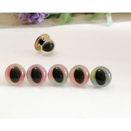 Masckaszem new design--15mm/18mm smooth stem clear toy cat eyes + glitter rainbow fabric + meteal washer--mixed color--20pcs/lot