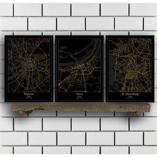 Moscow Perm St Petersburg Vladivostok Volgograd Yakutsk Russia Map Poster