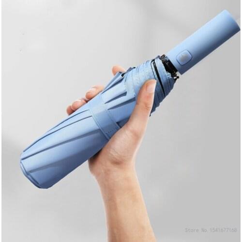 Mens and womens vinyl fully automatic folding solid color portable anti-ultraviolet sun umbrella and windproof umbrella